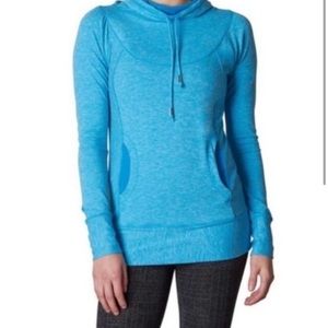Prana Ember Top sweater pullover blue cowl neck Small